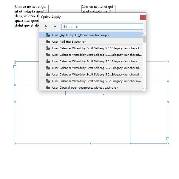 Thread text frames (selection)